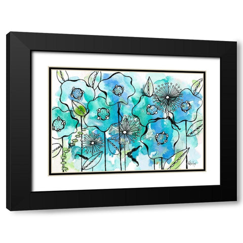 Blue Tone Garden Black Modern Wood Framed Art Print with Double Matting by Krinlox