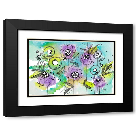 Vibrant Garden Beauties Black Modern Wood Framed Art Print with Double Matting by Krinlox