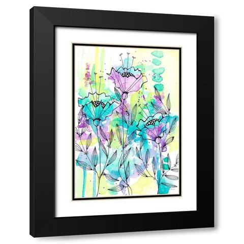 Floral Beauties Black Modern Wood Framed Art Print with Double Matting by Krinlox