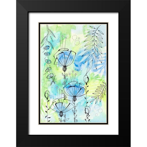Floral Beauties Above Black Modern Wood Framed Art Print with Double Matting by Krinlox