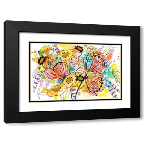 Whimsical Splash Black Modern Wood Framed Art Print with Double Matting by Krinlox