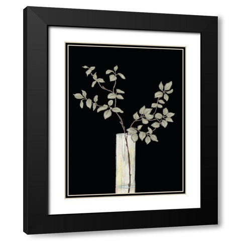 Modern Floral On Black I Black Modern Wood Framed Art Print with Double Matting by Medley, Elizabeth