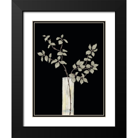 Modern Floral On Black I Black Modern Wood Framed Art Print with Double Matting by Medley, Elizabeth