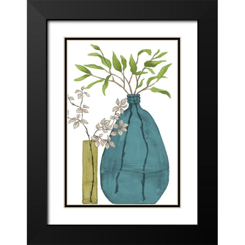 Serenity Accents In Teal Black Modern Wood Framed Art Print with Double Matting by Medley, Elizabeth