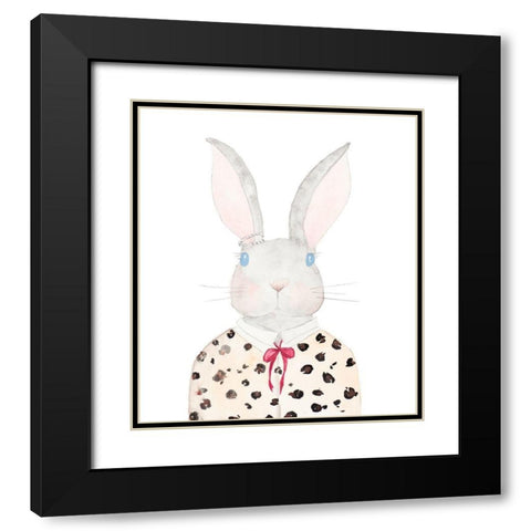 Sweater Rabbit Black Modern Wood Framed Art Print with Double Matting by James, Nola