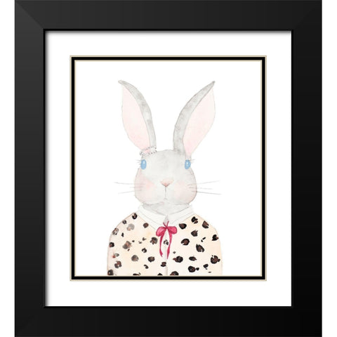 Sweater Rabbit Black Modern Wood Framed Art Print with Double Matting by James, Nola