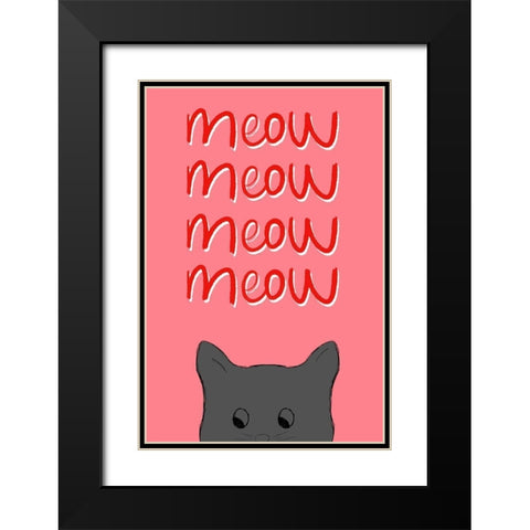 Meow Black Modern Wood Framed Art Print with Double Matting by Navas, Emily
