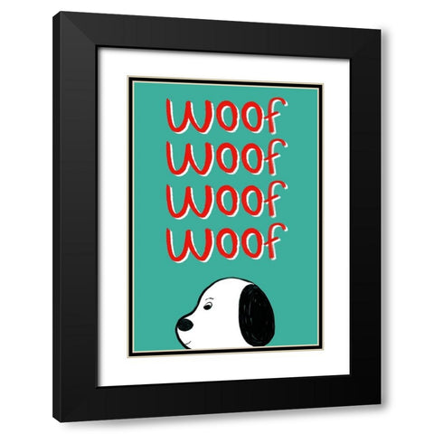 Woof Black Modern Wood Framed Art Print with Double Matting by Navas, Emily