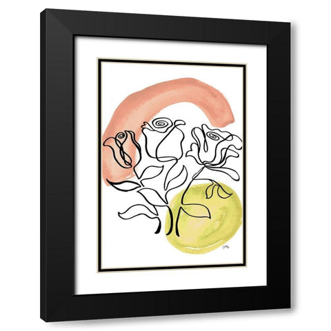 Modern Floral Line II Black Modern Wood Framed Art Print with Double Matting by Medley, Elizabeth