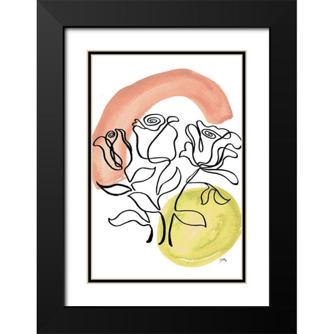 Modern Floral Line II Black Modern Wood Framed Art Print with Double Matting by Medley, Elizabeth