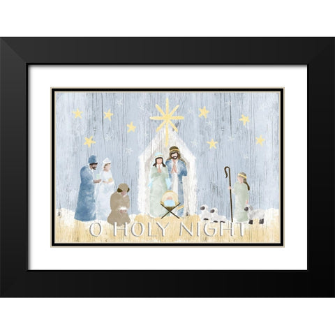 O Holy Night Nativity Black Modern Wood Framed Art Print with Double Matting by Metz, Andi