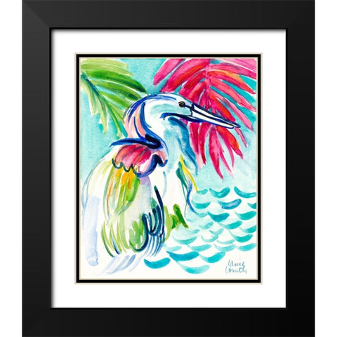 Happy Heron Black Modern Wood Framed Art Print with Double Matting by Loreth, Lanie