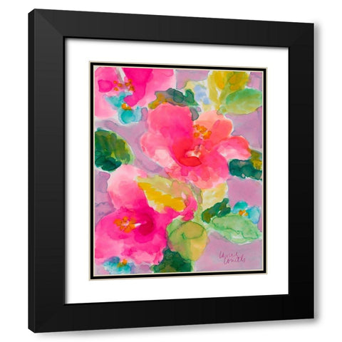 April Hibiscus Black Modern Wood Framed Art Print with Double Matting by Loreth, Lanie