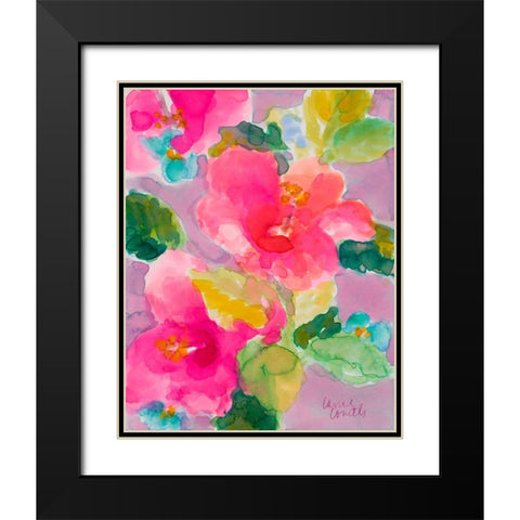 April Hibiscus Black Modern Wood Framed Art Print with Double Matting by Loreth, Lanie
