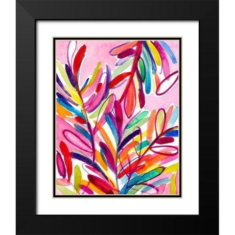 Kaleidoscope Leaves Black Modern Wood Framed Art Print with Double Matting by Loreth, Lanie