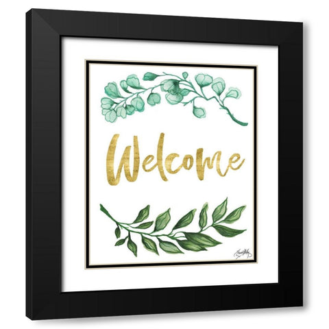 Welcome Black Modern Wood Framed Art Print with Double Matting by Medley, Elizabeth