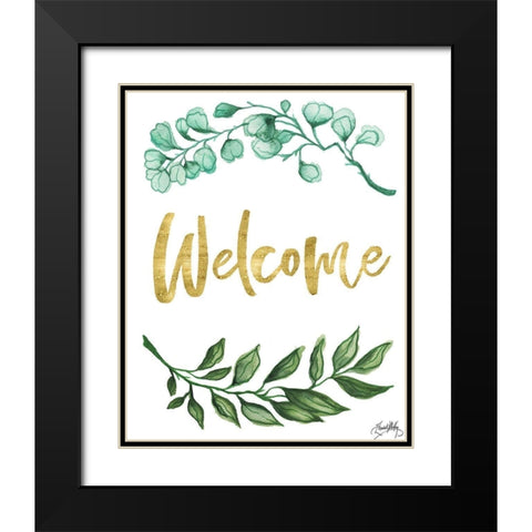 Welcome Black Modern Wood Framed Art Print with Double Matting by Medley, Elizabeth
