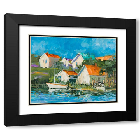 Lake Town Black Modern Wood Framed Art Print with Double Matting by Slivka, Jane
