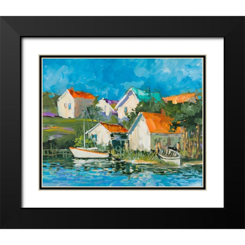 Lake Town Black Modern Wood Framed Art Print with Double Matting by Slivka, Jane