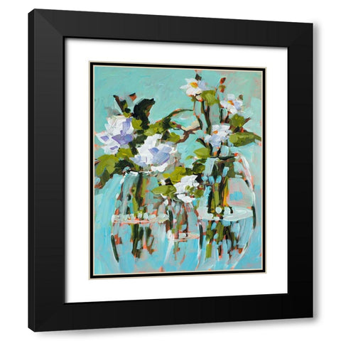 Flowers In Vases Black Modern Wood Framed Art Print with Double Matting by Slivka, Jane