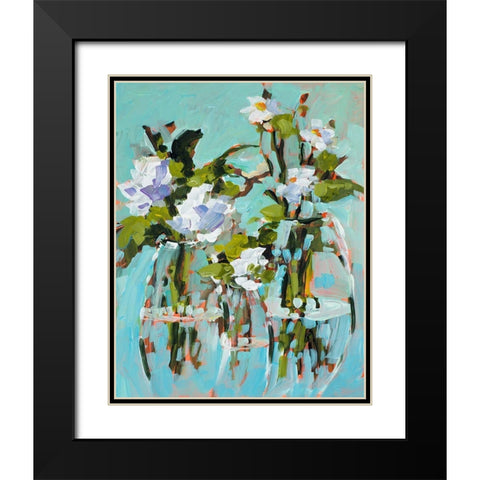Flowers In Vases Black Modern Wood Framed Art Print with Double Matting by Slivka, Jane
