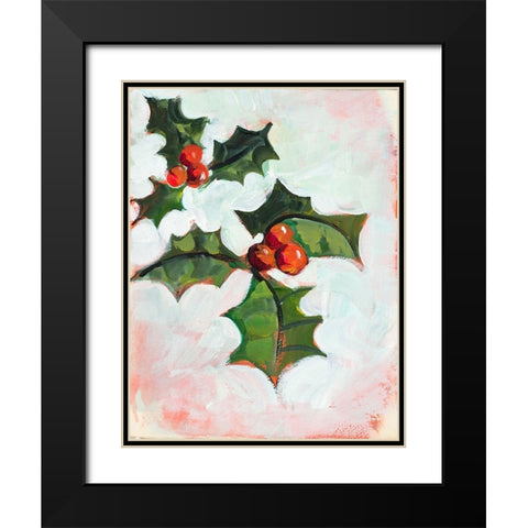 Mistletoe Holiday Black Modern Wood Framed Art Print with Double Matting by Slivka, Jane