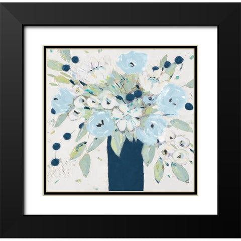 Blue Bouquet Vase Black Modern Wood Framed Art Print with Double Matting by Krinlox