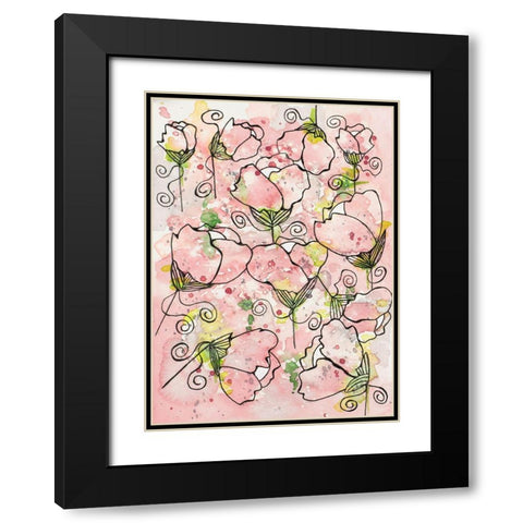 Pretty Pink and Peppy Black Modern Wood Framed Art Print with Double Matting by Krinlox