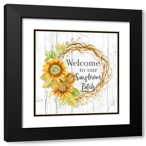 Welcome To Our Sunflower Patch Black Modern Wood Framed Art Print with Double Matting by Pinto, Patricia