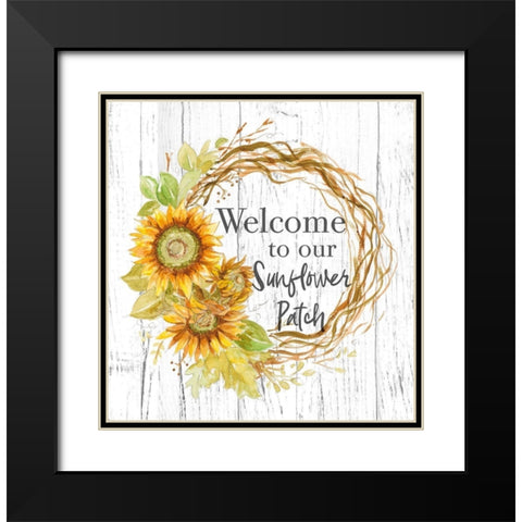 Welcome To Our Sunflower Patch Black Modern Wood Framed Art Print with Double Matting by Pinto, Patricia