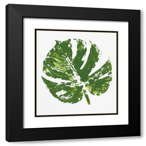 Tropical Leaf Stamp Black Modern Wood Framed Art Print with Double Matting by Pinto, Patricia