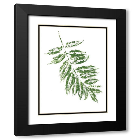 Tropical Leaf Stamp Branch Black Modern Wood Framed Art Print with Double Matting by Pinto, Patricia