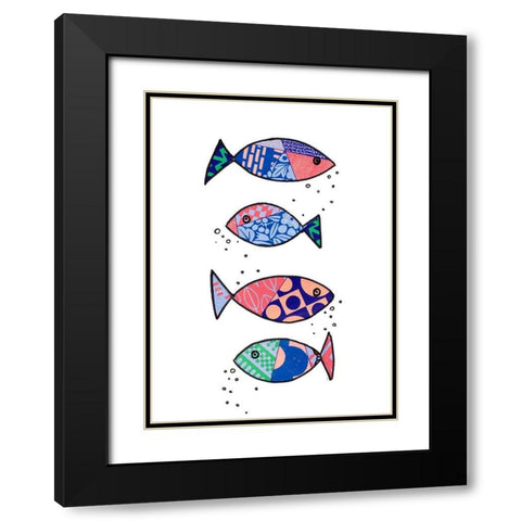 Tropical Fish Collage I Black Modern Wood Framed Art Print with Double Matting by Pinto, Patricia