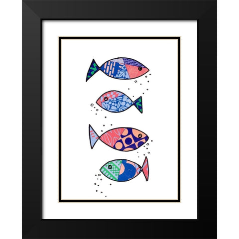 Tropical Fish Collage I Black Modern Wood Framed Art Print with Double Matting by Pinto, Patricia