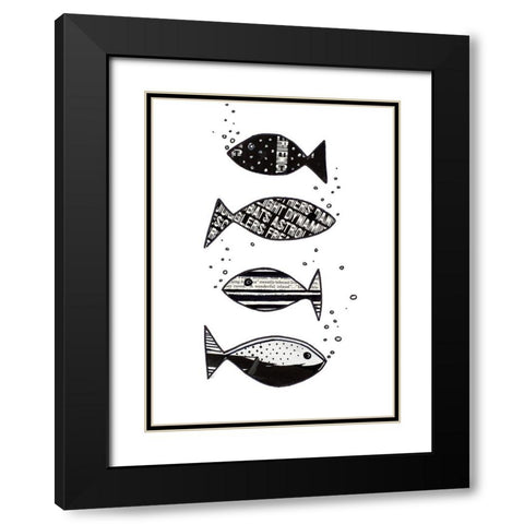 Tropical Fish Collage II Black Modern Wood Framed Art Print with Double Matting by Pinto, Patricia