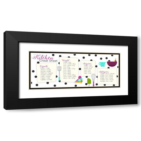 Kitchen Cheat Sheet Black Modern Wood Framed Art Print with Double Matting by Quach, Anna