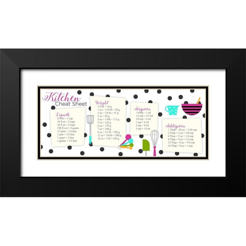 Kitchen Cheat Sheet Black Modern Wood Framed Art Print with Double Matting by Quach, Anna