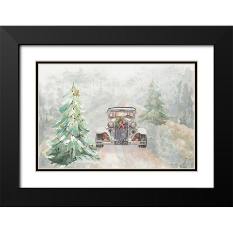 Old Time Road at Christmas Black Modern Wood Framed Art Print with Double Matting by Pinto, Patricia