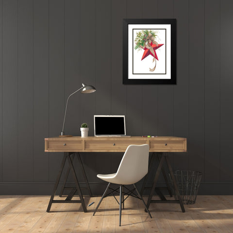 Christmas Star Black Modern Wood Framed Art Print with Double Matting by Pinto, Patricia