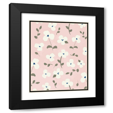 Fun Floral Toss Black Modern Wood Framed Art Print with Double Matting by Quach, Anna