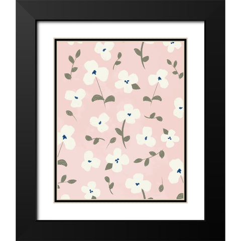 Fun Floral Toss Black Modern Wood Framed Art Print with Double Matting by Quach, Anna