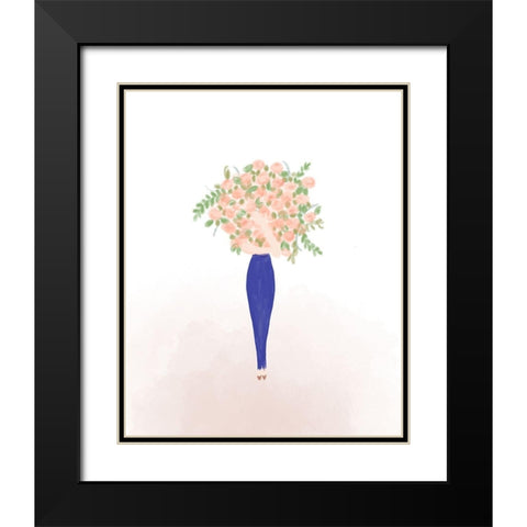Flower Gal Black Modern Wood Framed Art Print with Double Matting by Quach, Anna
