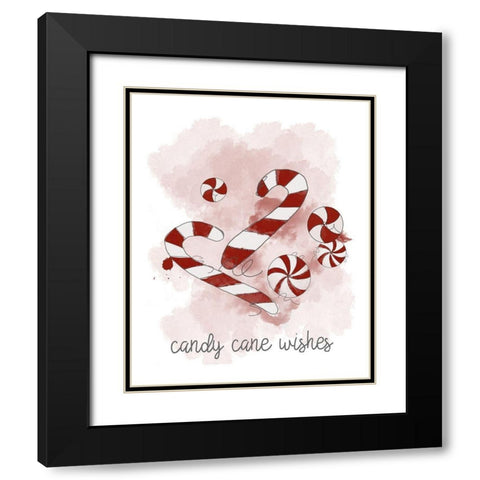 Candy Cane Wishes Black Modern Wood Framed Art Print with Double Matting by Quach, Anna