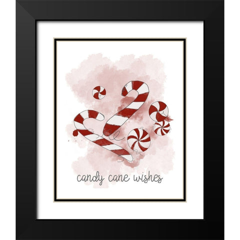 Candy Cane Wishes Black Modern Wood Framed Art Print with Double Matting by Quach, Anna