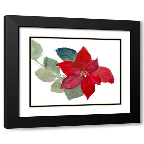 Bright Poinsettia II Black Modern Wood Framed Art Print with Double Matting by Loreth, Lanie