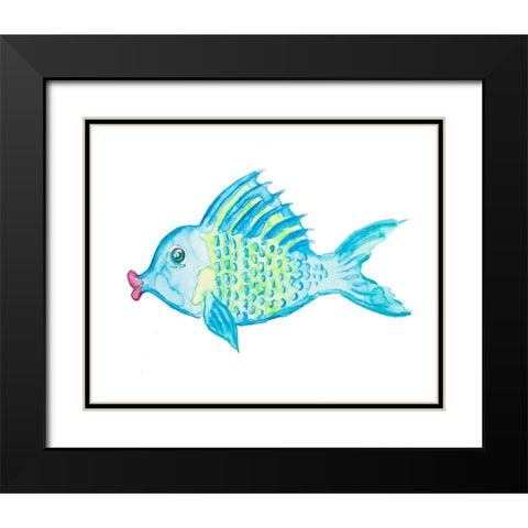Yellow and Blue Fish II Black Modern Wood Framed Art Print with Double Matting by DeRice, Julie