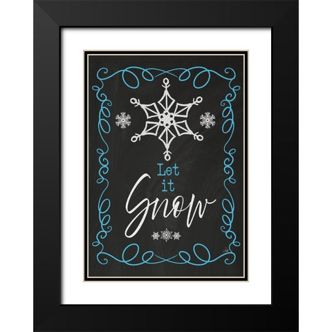 Let It Snow Black Modern Wood Framed Art Print with Double Matting by Metz, Andi