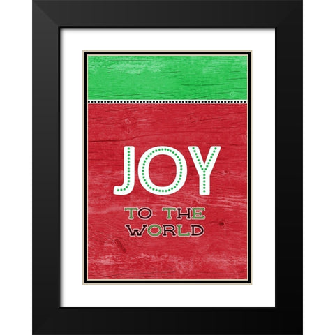 Joy To The World Green Red Black Modern Wood Framed Art Print with Double Matting by Metz, Andi