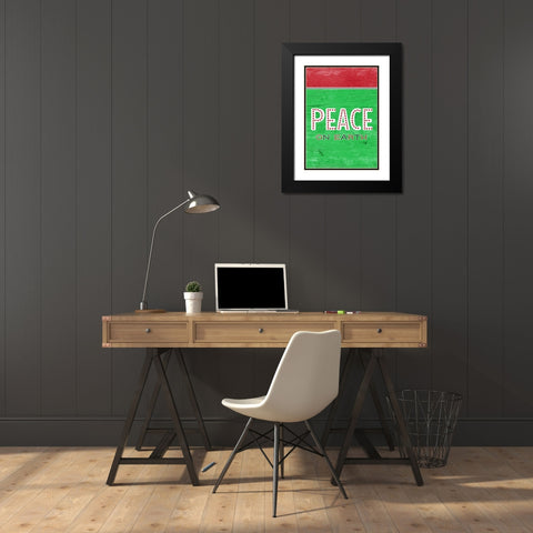 Peace On Earth Green Red Black Modern Wood Framed Art Print with Double Matting by Metz, Andi