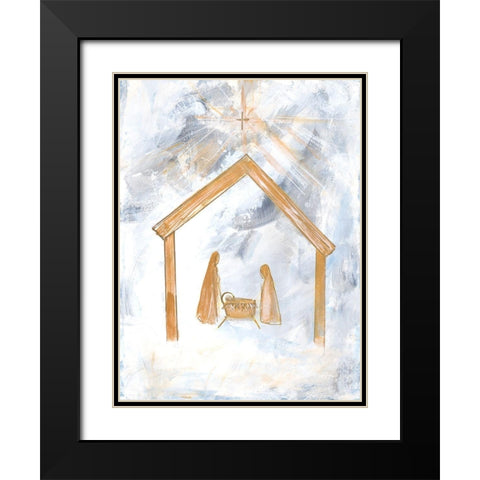 Nativity Silver and Gold Black Modern Wood Framed Art Print with Double Matting by Maria, Robin